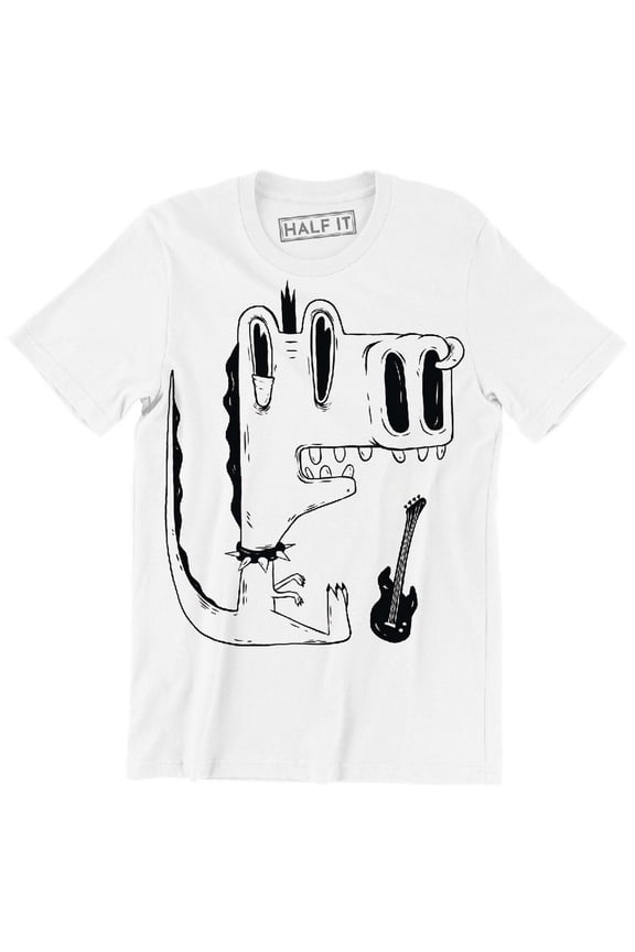 Punk Rock Dinosaur Funny Looking Cartoon T-rex Men's T-Shirt