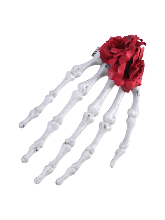 Punk Rock Hair Clip with Skeleton Hand Design Chic Skull Hand Hair Barrettes Cool Hairpin Alternative Headpiece