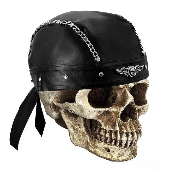 Punk Rock Hip-Hop Bandana Head Wrap Du Doo Do Rag Hat Feather Skull Chain Leather Cap Unisex