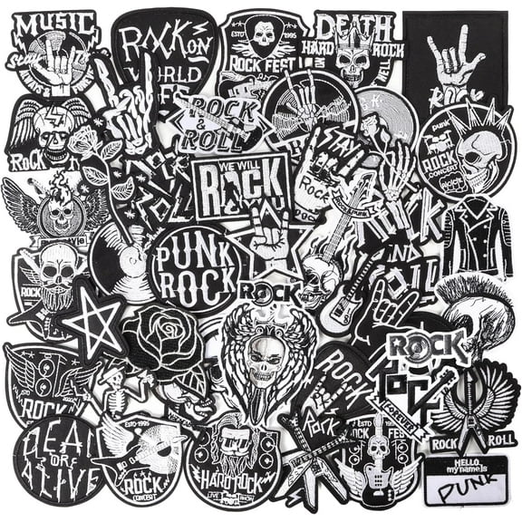 Punk Rock Iron On Patches for Jackets: 45Pcs Dark Goth Patch for DIY Crafts - Vintage Skull Sew On Appliques Patches for Jeans Vests Hats Backpacks Shirts