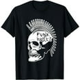 thumbnail image 1 of Punk Rock Rules Heavy Metal Skull Punker Rocker Mohawk Music T-Shirt, 1 of 5