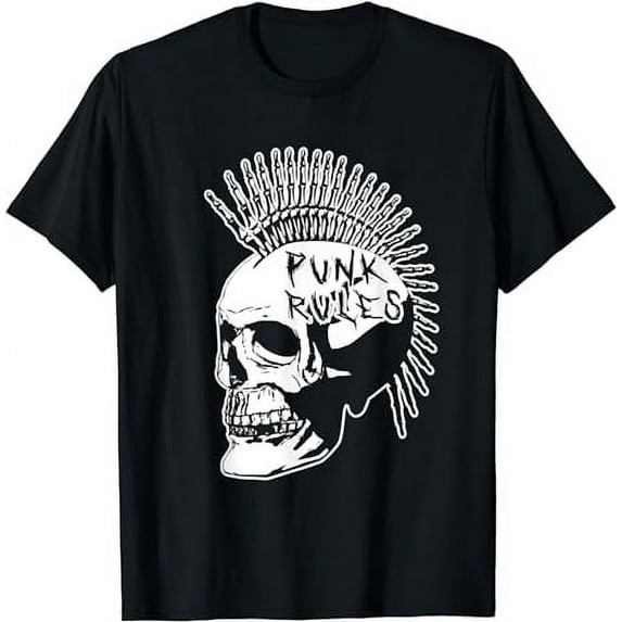 Punk Rock Rules Heavy Metal Skull Punker Rocker Mohawk Music T-Shirt