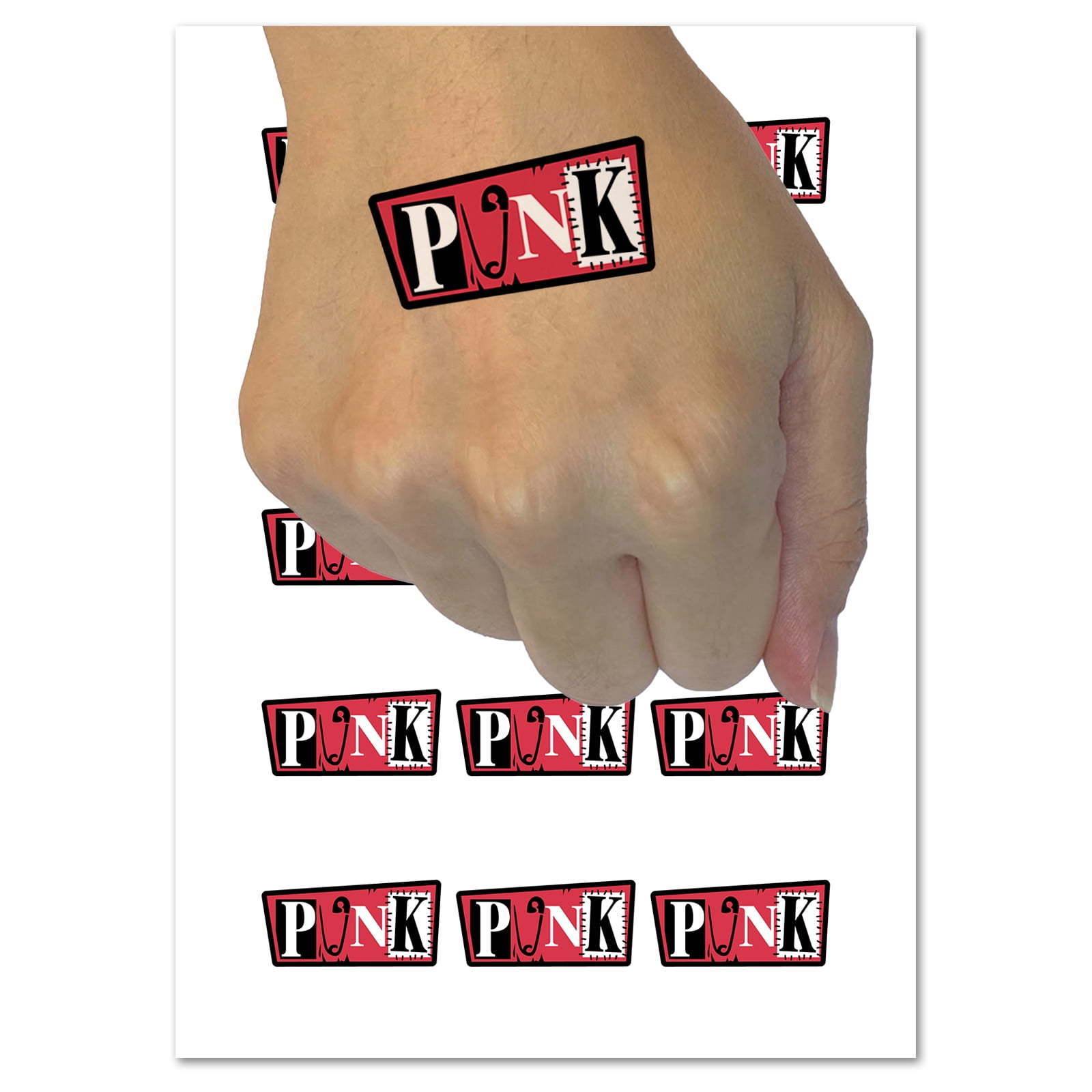 Punk Rock Safety Pin Water Resistant Temporary Tattoo Set Fake Body Art