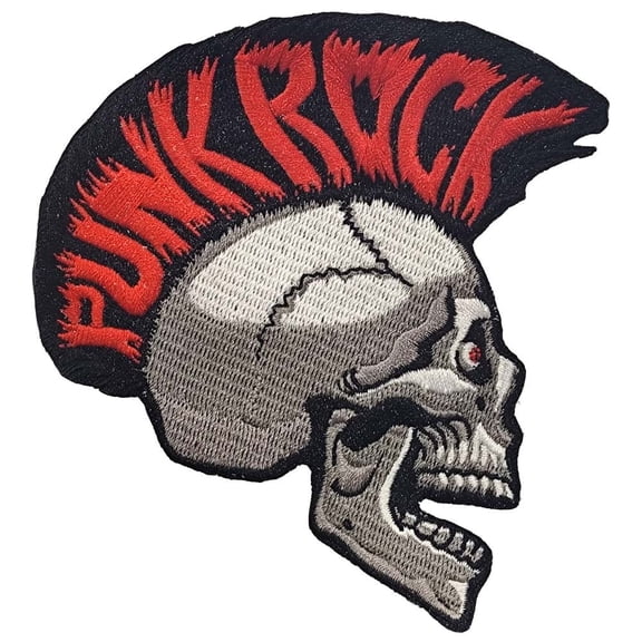 Punk Rock Skull - Embroidered Patch - 4" x 4"