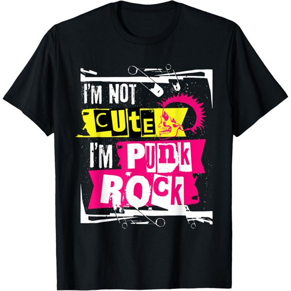 Punk Rock Slogan Skull Safety Pin Graphic Unisex Short Sleeve Tee