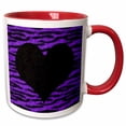 thumbnail image 1 of 3drose, Punk Rockabilly Purple Tiger Animal Print Black Heart, 11oz Two-tone Red Mug, 1 of 6