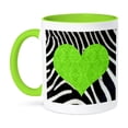 thumbnail image 1 of 3dRose, Punk Rockabilly Zebra Animal Stripe Green Heart Print, 11oz Two-Tone Green Mug, 1 of 7