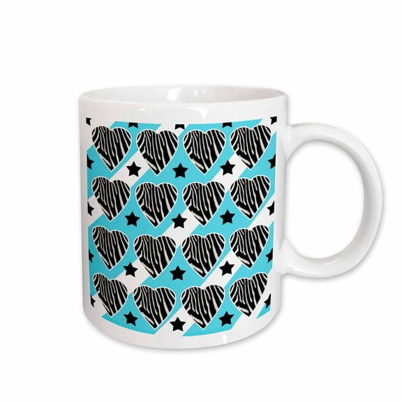 3drose, Punk Rockabilly Zebra Blue White Black Print, 11oz Mug