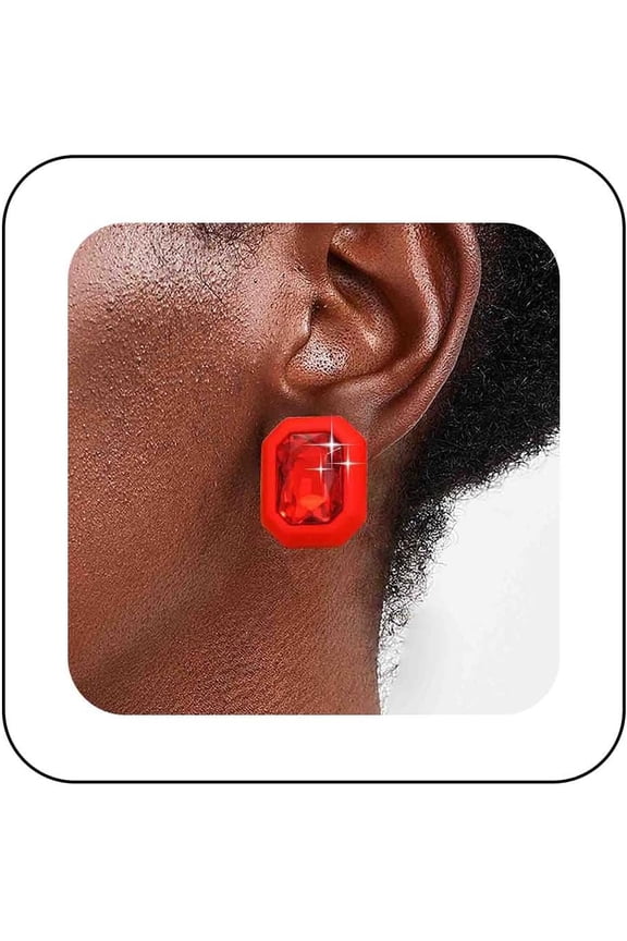 Punk  Ruby Stud Earrings Red Crystal  Earrings Acrylic  Stud Earrings  Ruby Earrings Red Gemstone  Earrings Jewelry for Women