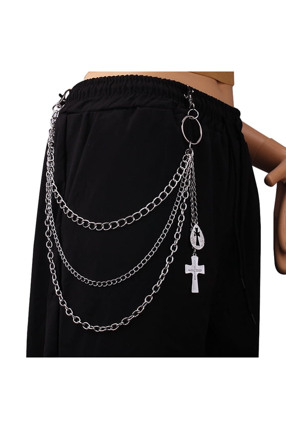 Punk Side Chain On Jeans Pants Handbag for Girls Multilayer Body Chain Trousers Street Clothing Chain