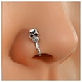 thumbnail image 1 of Punk Skull Clip On Nose Ring Silver Skull Non Piercing Noses Rings Skull Nose Cuff Hoop Ring Skull Septum Piercing Ring Jewelry for Women and Girls Gifts, 1 of 7