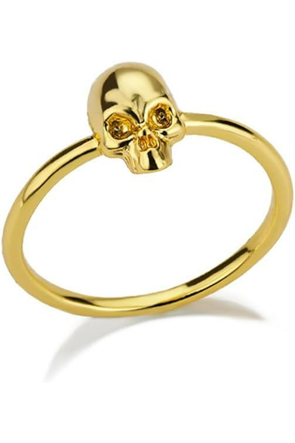 Punk Skull Head Knuckle Rings for Women Men Fashion Stackable Joint Tiny Finger Band Statement Biker Skeleton Thumb Halloween Ring Gothic Style Cocktail Party Personalized Jewelry