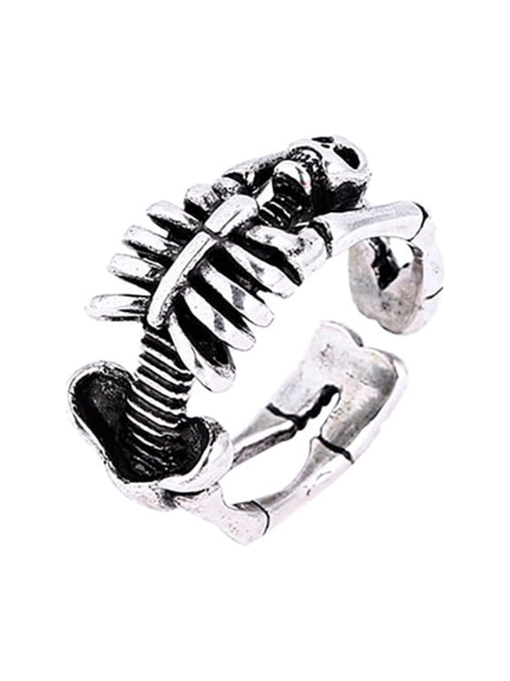 Punk Skull Skeleton Open Adjustable Ring for Women Stacking Statement Finger Band Halloween Personalized Rings