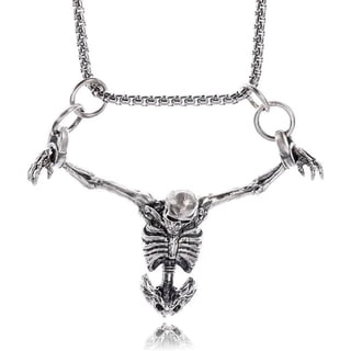 Punk Skull Skeleton Pendant Necklace for Men & Women, Biker Rock Gothic Jewelry Gift