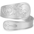 thumbnail image 1 of Punk Skull Spoon Ring for Women Men Adjustable Open Statement Fashion Rose Flower Cross Wrap Finger Thumb Rings Stainless Steel Gold Plated Fashion Comfort Fit Jewelry Gothic Unisex, 1 of 12