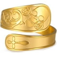 thumbnail image 1 of Punk Skull Spoon Ring for Women Men Adjustable Open Statement Fashion Rose Flower Cross Wrap Finger Thumb Rings Stainless Steel Gold Plated Fashion Comfort Fit Jewelry Gothic Unisex, 1 of 6