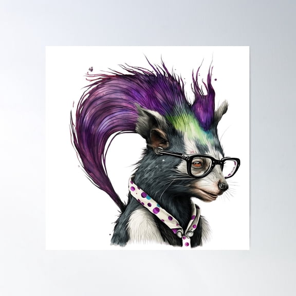 Punk Skunk Poster Wall Art, Modern Wall Decor For Living Room Bedroom, 16X16 UNFRAMED