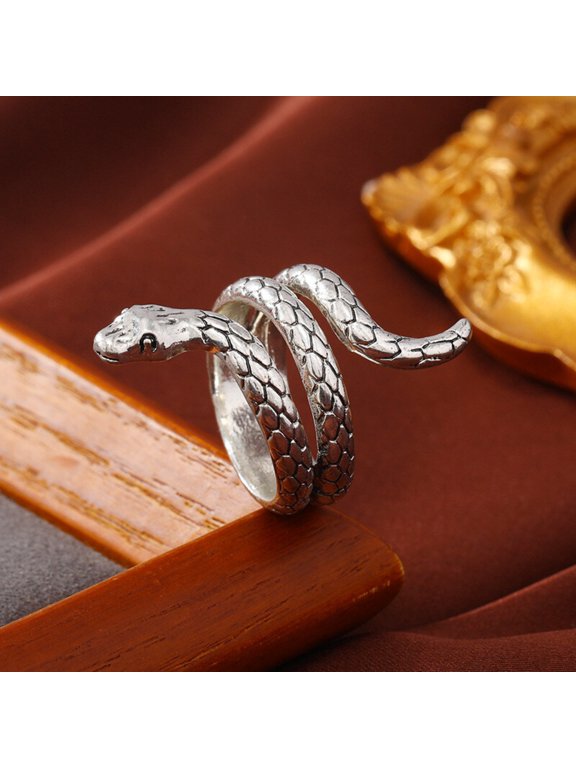 Punk Snake Bone Ring Gothic Hip Hop Adjustable Statement Jewelry For Men Women Unisex Bold Fashion Accessory