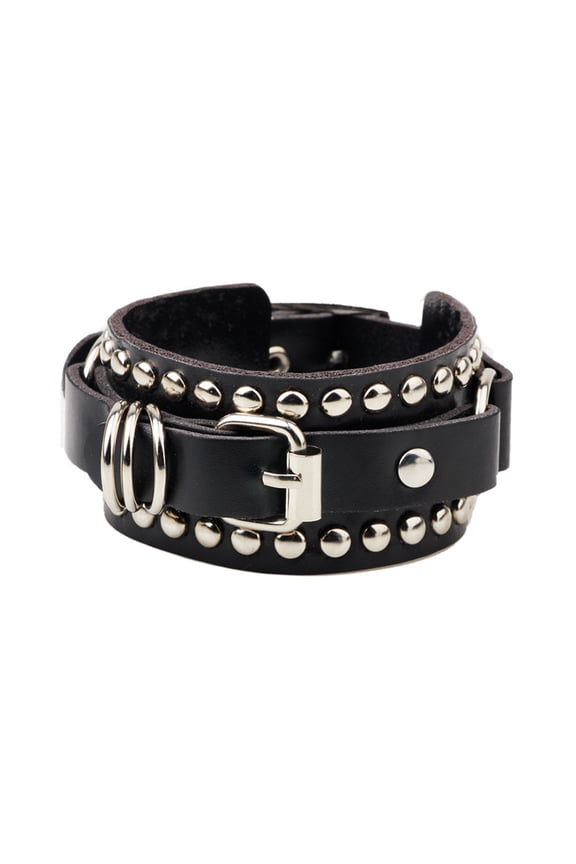 Punk Spike Bracelet-Leather Cuff Biker Bracelet with Spike Studded for Women Men