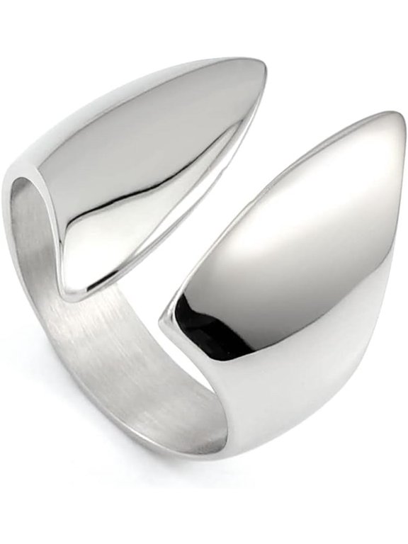 Punk Stainless Steel Silver Open Cuff Ring Midi Band Knuckle Rings Finger Statement Rings for Women Ladies