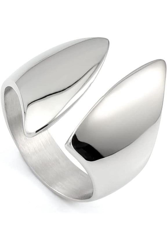Punk Stainless Steel Silver Open Cuff Ring Midi Band Knuckle Rings Finger Statement Rings for Women Ladies