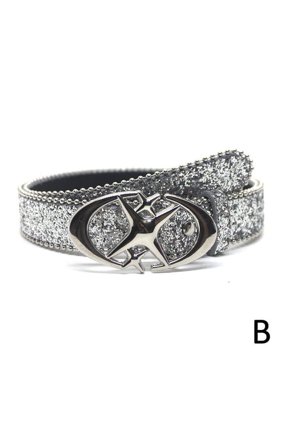 Punk Star Moon Belt Y2K Glitter Rhinestone PU Leather Waist Belt For Women Waistband Jeans Dresses Gothic Men