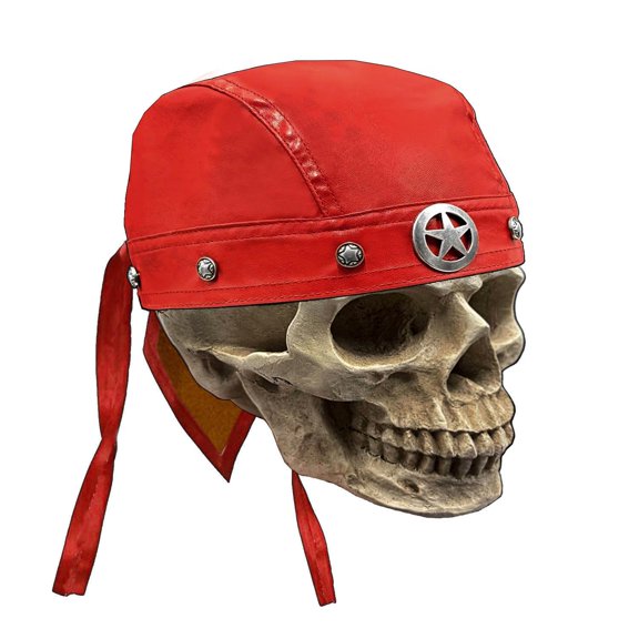 Punk Star Studs Bandana Du Do Doo Rag Cap Wrap Biker Cool Stylish Red Headwrap