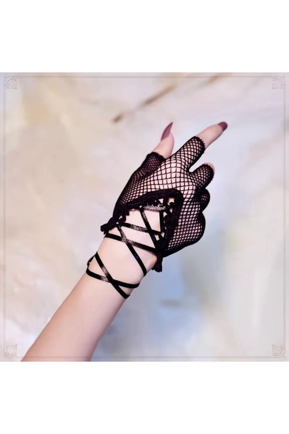 Punk Steampunk Fishnet Half-Finger Gloves - 2 Pairs of Breathable Mesh Gloves for Cosplay and Parties