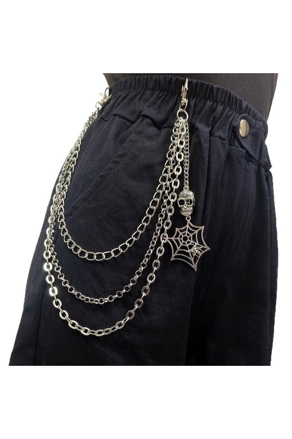 Punk Steet Keychains Chain Women Men Moon Star Rivets Skull Accessories Choice Rock Goth Pants Waist Belt Chain On Jeans Jewerly