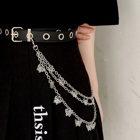 Punk Street Butterfly Belt Waist Chain Male Women Pants Chain Multi Layer HipHop Hook Trousers Keychain Jewelry belt women