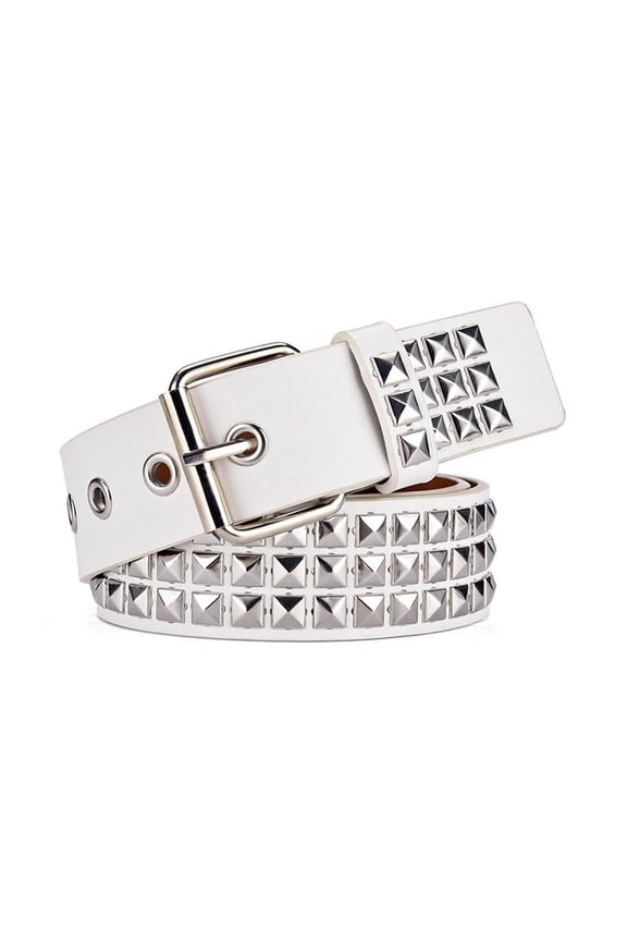 Punk Studded Belt For Men and Women, Rivet Gothic Belt with Bright Pyramid Leather PU Adjustable Belt Rock For Jeans, Studs,