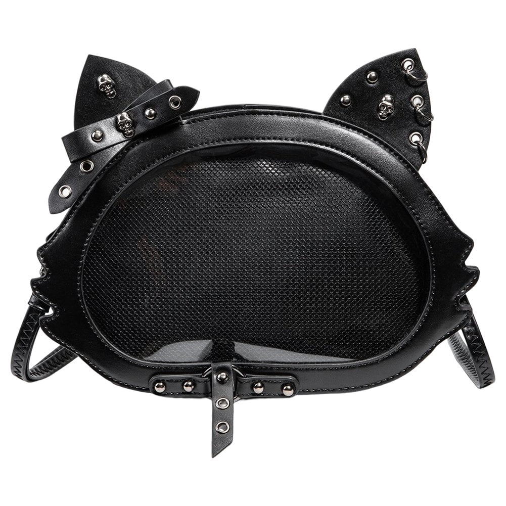 Punk Style Crossbody Bag Gothic Dark Pain Bag Cartoon Bat Cat Shaped Shoulder Bag PU Leather Messenger Bag for Women