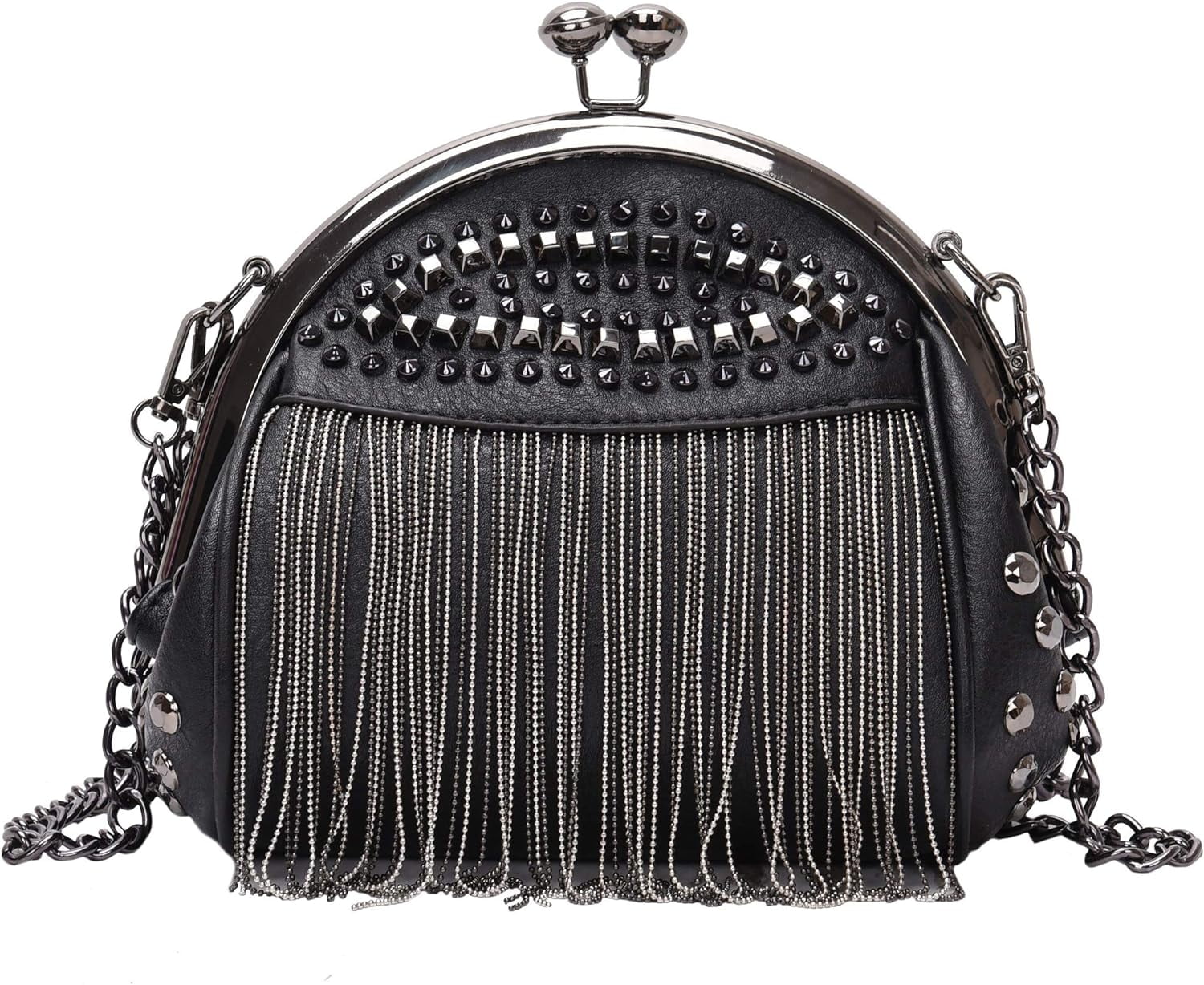 Punk Style Crossbody Bags for Women Rivet Tassel Evening Clutch Purse ...