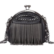 Punk Style Crossbody Bags for Women Rivet Tassel Evening Clutch Purse Ladies Black Chains Shoulder Bag