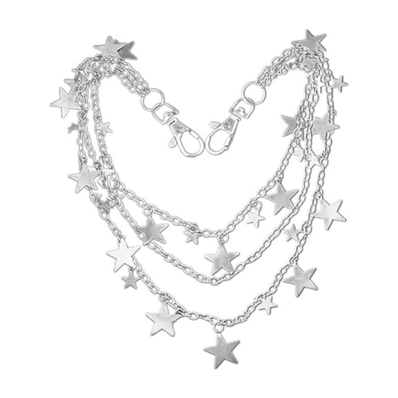 Punk Style Hip Hop Multilayer Star Pants Chain Waist Chain Men Women Jean Silver Clothing Accessory Double Lobster Clasp