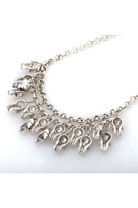 Punk Style Jewelry Statement Bib Chunky Gothic Skull Pendant Necklace E4G7 O1O5