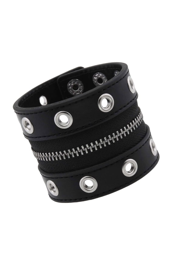 Punk Styles Wide Leather With Studs and Functional Zipper for Edgy Fashion Accessories