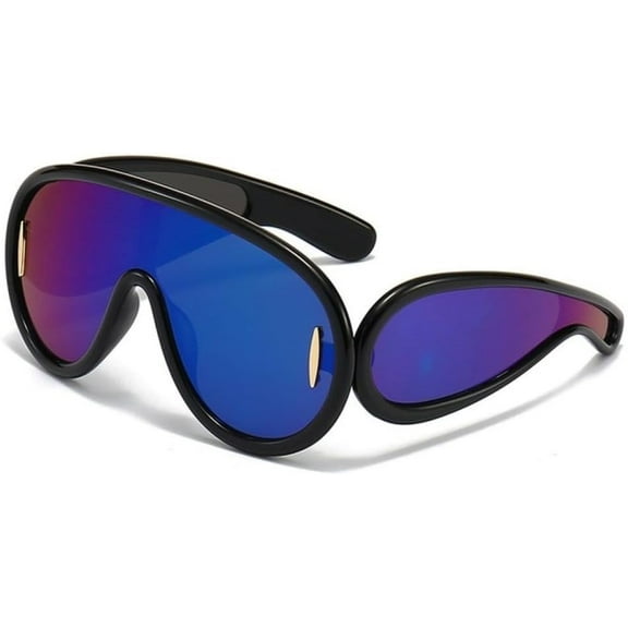 Punk Sunglasses Women Men Hip Hop One Piece Sun Glasses UV400 Shades Mirror Eyewear