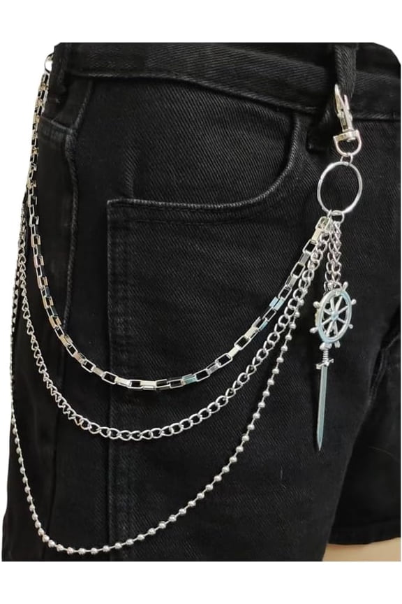 Punk Sword Pants Chain Hip Hop Wallet/Pocket/Jean/Belt Chain Goth Accessories for Women Men Gothing Hip Hop Biker Keychain Accessories