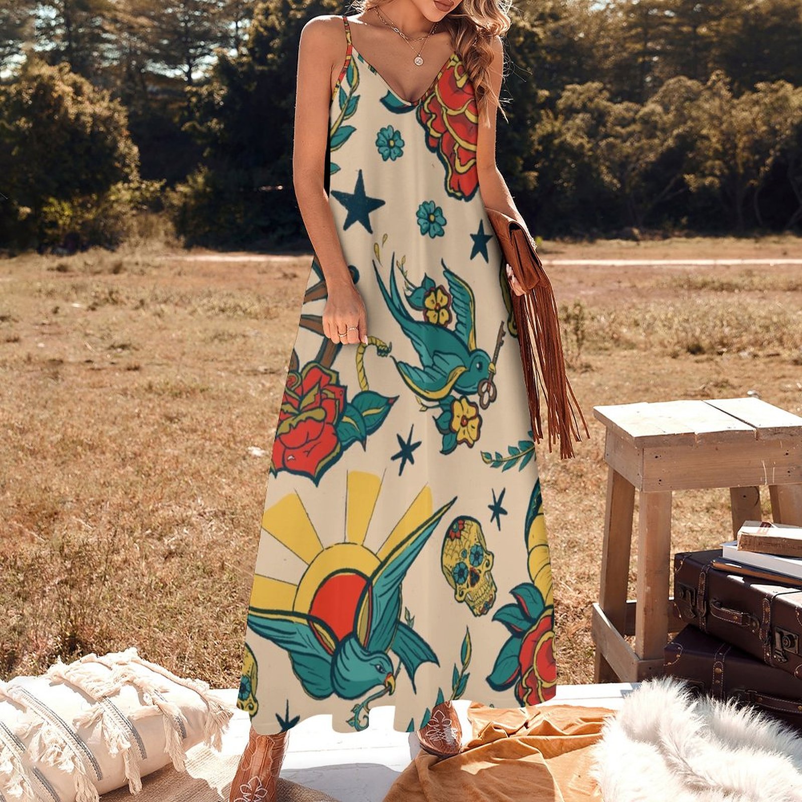 Punk Tattoo Pattern Design and Illustration Sleeveless Dress elegant chic  wedding evening dresses prom dress - Walmart.com