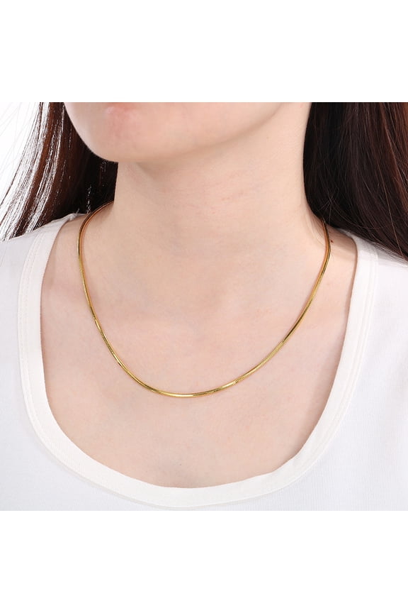 Punk Thin 1.5mm Snake Choker Clavicle Chain, 45cm 14K Gold Filled Collar Jewelry for Women