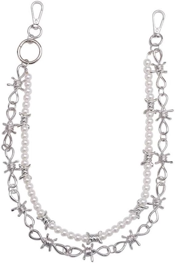 Punk & Thorn Jeans Chain - Gothic Double Layer Thorn Belt for Men & Women - Edgy Rock Concert - Boho Grunge Stage Accessory - Elegance Chain