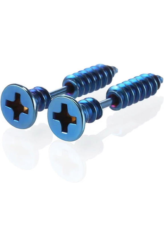 Punk Titanium Steel Screw Nail Stud Earrings for Women Men Streetwear Jewelry, Egirl Eboy Rock Party Jewelry[q2900]