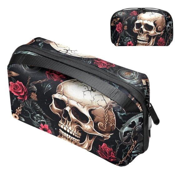 Punk Travel Organizer Digital Pouch Charger Case Organizer Charge Cord Organizer Waterproof Oxford Cloth Electronics Organizer Bag 5.9x9.44x3.14 in.