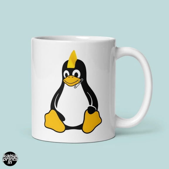 Punk Tux Coffee Mug, Coding Mug, Linux Cup, Geek Coffee Mug, Dev Mug, Tux Coffee Mug, Penguin Cup, Coder Cup, Linux Penguin, Nerd Coffee Mug.