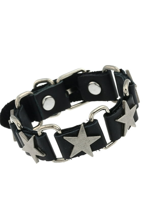 Punk Vintage Belt Buckle Star Cuff Wristband Hip Hop Leather Cuff Goth Wristband Adjustable