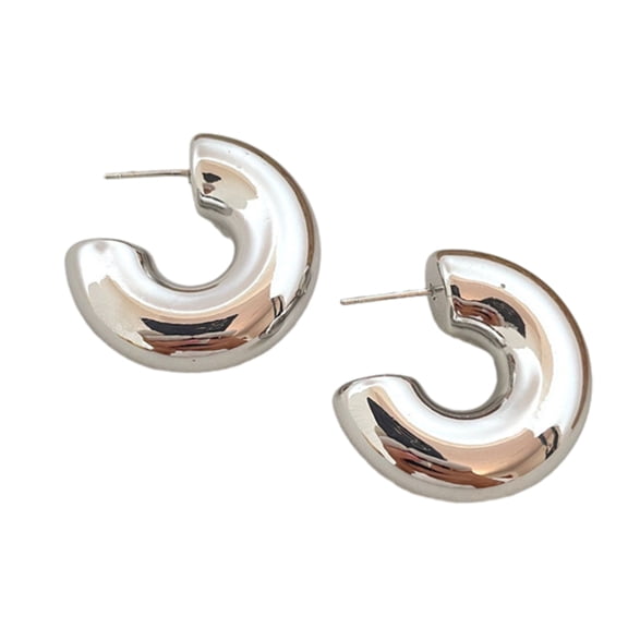 Punk Vintage Metal Hoop Earrings for Women Gold Silver Color C Shape Circle Stud