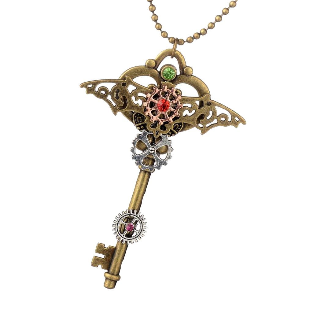 Punk Vintage Pendant Necklace Steampunk Gear Key Necklace Gothic Jewelry Walmart