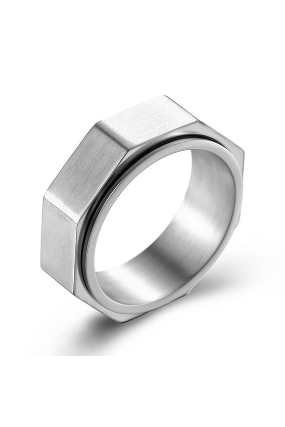 Punk Vintage Rotatable Ring for Men Hiphop Black 14K Yellow Gold Wedding Jewelry Band Trend Accessories