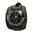 thumbnail image 1 of Punk Vintage Wrist Watch, Wide PU Leather Belt Strap Cuff Roman Numerals Wristwatch, Watches for Men Women , Green, 1 of 7